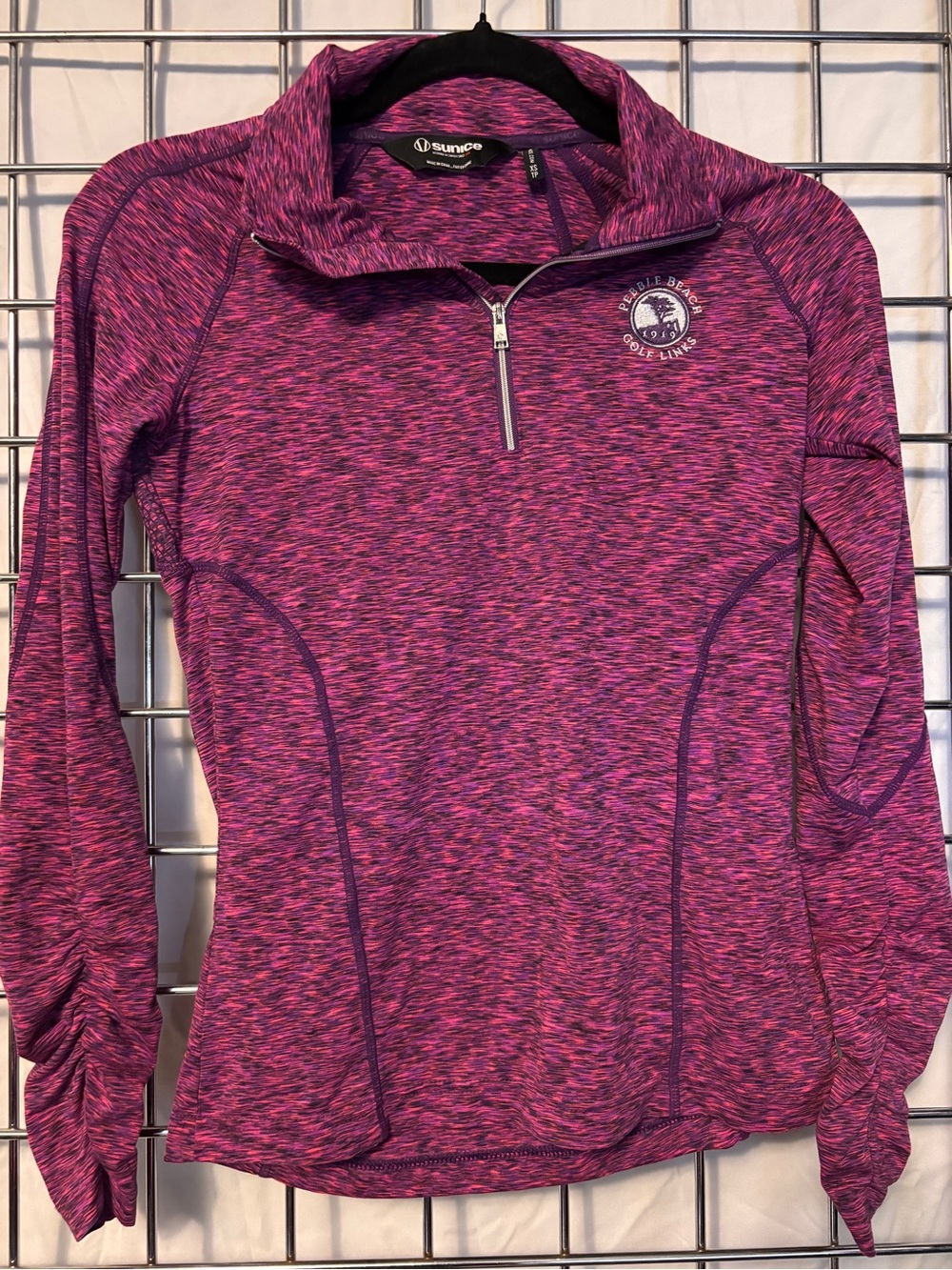 Sunice Heathered Magenta-Purple Quarter-Zip Performance Pullover Pebble Beach